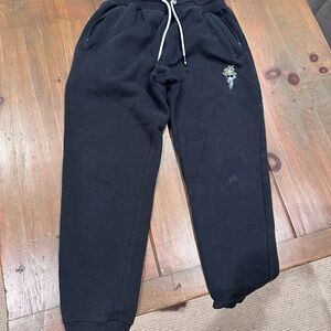 Men's Black Jogger Pants with Embroidered Detail
